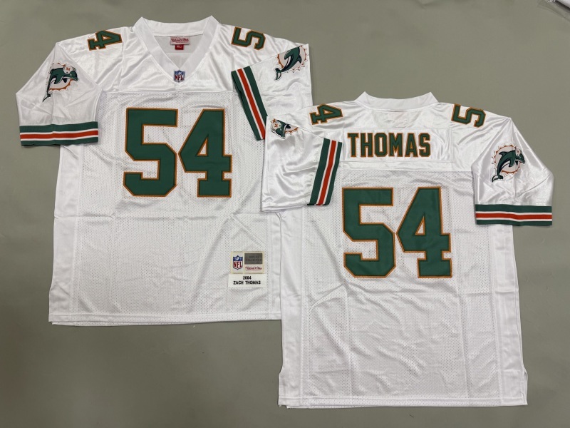 Men 2025 Miami Dolphins #54 Thomas white Throwback Limited NFL Jersey style 002